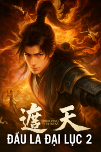 Ảnh bìa truyện Đấu La Đại Lục 2 với nhân vật chính mặc giáp đen, ánh mắt sắc bén, nền lửa rực rỡ và tiêu đề lớn ở cuối ảnh.