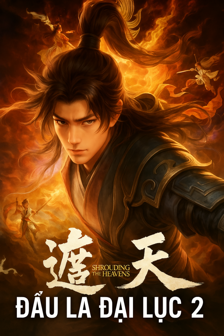 Ảnh bìa truyện Đấu La Đại Lục 2 với nhân vật chính mặc giáp đen, ánh mắt sắc bén, nền lửa rực rỡ và tiêu đề lớn ở cuối ảnh.