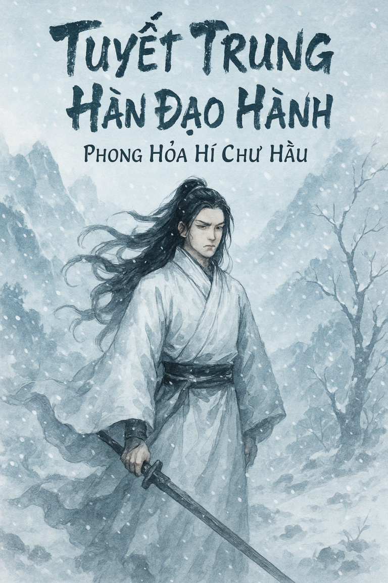 Bìa truyện Tuyết Trung Hàn Đạo Hành với nhân vật chính trong khung cảnh tuyết rơi, mặc đạo bào, tay cầm kiếm.