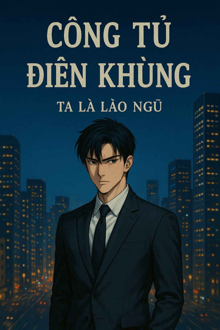 Ảnh bìa truyện Công Tử Điên Khùng - Ta Là Lão Ngũ với nhân vật chính mang phong thái lạnh lùng kiểu manhwa, mặc vest giữa thành phố hiện đại