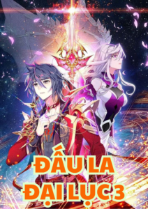 Hai nhân vật chính của Đấu La Đại Lục 3 đứng quay lưng nhau, phía sau là thanh kiếm rực sáng giữa vũ trụ huyền ảo.