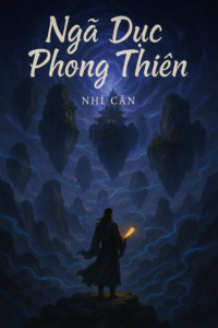 Ảnh bìa truyện Ngã Dục Phong Thiên - Nhĩ Căn, phong cách tiên hiệp, nhân vật đứng trước cảnh thiên địa hùng vĩ với pháp bảo phát sáng trong tay