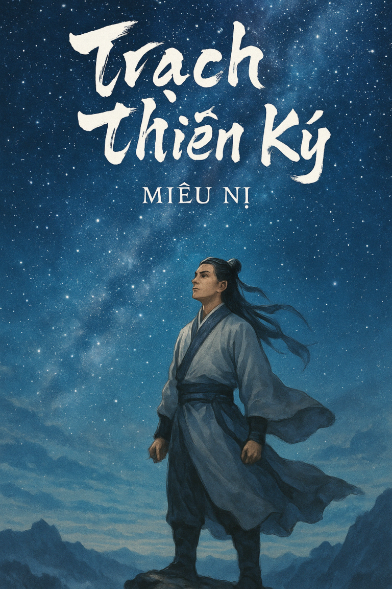 Ảnh bìa truyện tiên hiệp Trạch Thiên Ký của Miêu Nị với phong cách cổ trang huyền huyễn