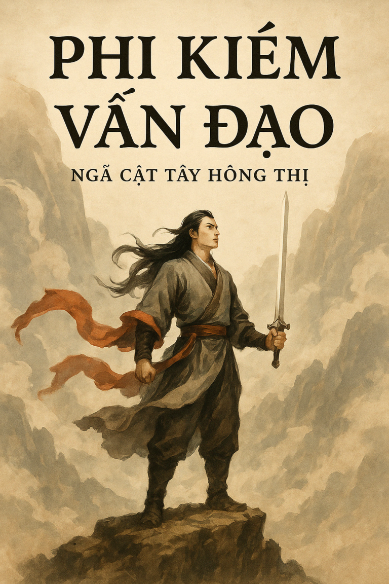 Bìa truyện Phi Kiếm Vấn Đạo – tu sĩ kiếm đạo đứng trên đỉnh núi, phong cách tiên hiệp cổ trang.